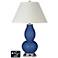 White Empire Gourd Table Lamp - 2 Outlets and USB in Monaco Blue