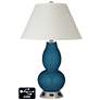 White Empire Gourd Table Lamp - 2 Outlets and USB in Oceanside