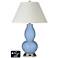 White Empire Gourd Table Lamp - 2 Outlets and USB in Placid Blue