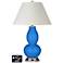 White Empire Gourd Table Lamp - 2 Outlets and USB in Royal Blue