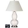 White Empire Gourd Table Lamp - 2 Outlets and USB in Smart White