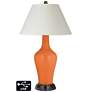 White Empire Jug Lamp - 2 Outlets and 2 USBs in Celosia Orange