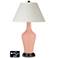 White Empire Jug Lamp - 2 Outlets and 2 USBs in Mellow Coral