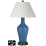 White Empire Jug Lamp - 2 Outlets and 2 USBs in Regatta Blue