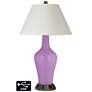 White Empire Jug Lamp - 2 Outlets and USB in African Violet