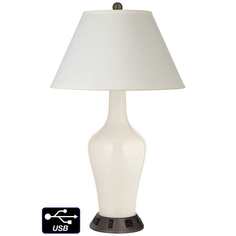 Image 1 White Empire Jug Lamp - 2 Outlets and USB in West Highland White
