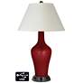 White Empire Jug Lamp Outlets and USBs in Cabernet Red Metallic
