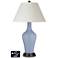 White Empire Jug Table Lamp - 2 Outlets and 2 USBs in Blue Sky