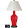 White Empire Jug Table Lamp - 2 Outlets and 2 USBs in Bright Red