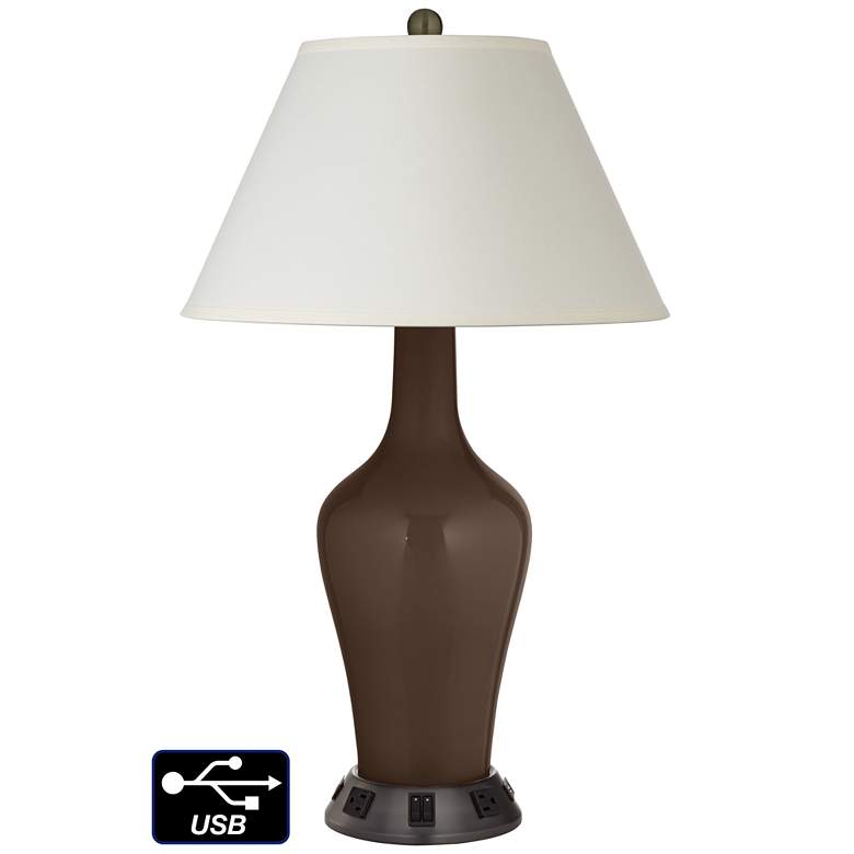 Image 1 White Empire Jug Table Lamp - 2 Outlets and 2 USBs in Carafe