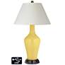 White Empire Jug Table Lamp - 2 Outlets and 2 USBs in Daffodil