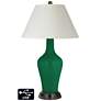 White Empire Jug Table Lamp - 2 Outlets and 2 USBs in Greens