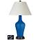 White Empire Jug Table Lamp - 2 Outlets and 2 USBs in Hyper Blue