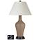 White Empire Jug Table Lamp - 2 Outlets and 2 USBs in Mocha