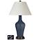 White Empire Jug Table Lamp - 2 Outlets and 2 USBs in Naval