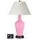 White Empire Jug Table Lamp - 2 Outlets and 2 USBs in Pale Pink