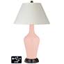 White Empire Jug Table Lamp - 2 Outlets and 2 USBs in Rose Pink
