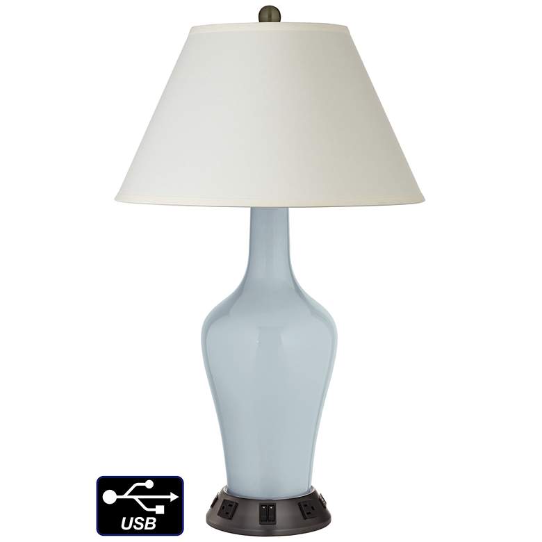 Image 1 White Empire Jug Table Lamp - 2 Outlets and 2 USBs in Take Five