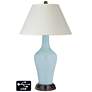 White Empire Jug Table Lamp - 2 Outlets and 2 USBs in Vast Sky