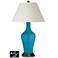 White Empire Jug Table Lamp - 2 Outlets and USB in Caribbean Sea