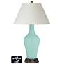 White Empire Jug Table Lamp - 2 Outlets and USB in Cay