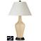 White Empire Jug Table Lamp - 2 Outlets and USB in Colonial Tan