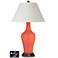 White Empire Jug Table Lamp - 2 Outlets and USB in Daring Orange