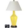 White Empire Jug Table Lamp - 2 Outlets and USB in Lemon Twist