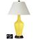 White Empire Jug Table Lamp - 2 Outlets and USB in Lemon Twist
