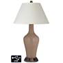 White Empire Jug Table Lamp - 2 Outlets and USB in Mocha