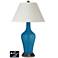 White Empire Jug Table Lamp - 2 Outlets and USB in Mykonos Blue