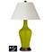 White Empire Jug Table Lamp - 2 Outlets and USB in Olive Green