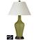 White Empire Jug Table Lamp - 2 Outlets and USB in Rural Green