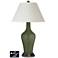 White Empire Jug Table Lamp - 2 Outlets and USB in Secret Garden