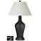 White Empire Jug Table Lamp - 2 Outlets and USB in Tricorn Black