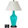White Empire Jug Table Lamp - 2 Outlets and USB in Turquoise