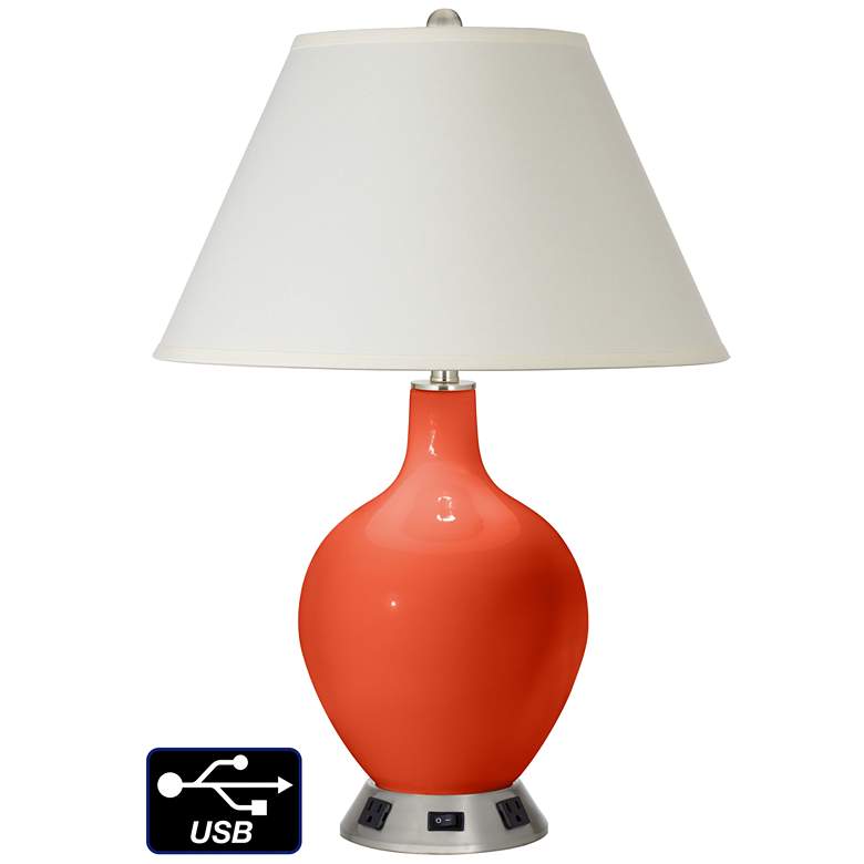 Image 1 White Empire Table Lamp - 2 Outlets and USB in Daredevil