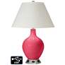White Empire Table Lamp - 2 Outlets and USB in Eros Pink