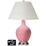White Empire Table Lamp - 2 Outlets and USB in Haute Pink