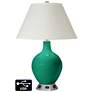 White Empire Table Lamp - 2 Outlets and USB in Leaf