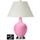 White Empire Table Lamp - 2 Outlets and USB in Pale Pink