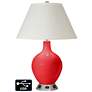 White Empire Table Lamp - 2 Outlets and USB in Poppy Red