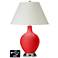 White Empire Table Lamp - 2 Outlets and USB in Poppy Red
