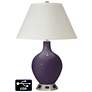 White Empire Table Lamp - 2 Outlets and USB in Quixotic Plum