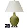 White Empire Table Lamp - 2 Outlets and USB in Rural Green