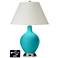 White Empire Table Lamp - 2 Outlets and USB in Surfer Blue