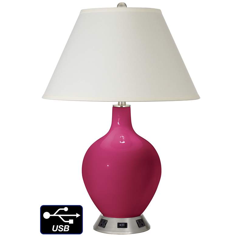 Image 1 White Empire Table Lamp - 2 Outlets and USB in Vivacious