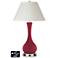 White Empire Vase Lamp - 2 Outlets and 2 USBs in Antique Red