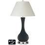 White Empire Vase Lamp - 2 Outlets and 2 USBs in Black of Night