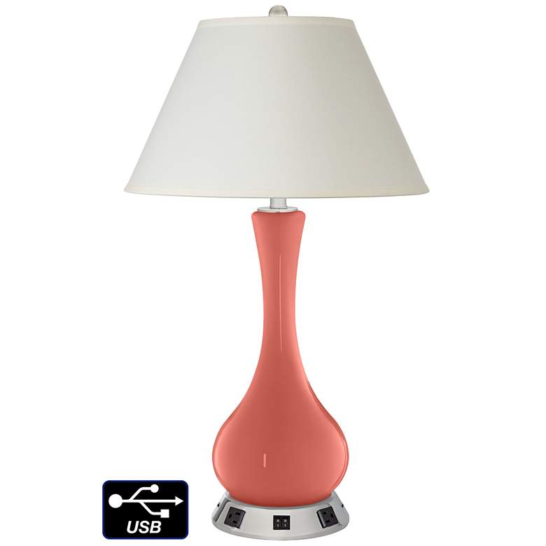 Image 1 White Empire Vase Lamp - 2 Outlets and 2 USBs in Coral Reef